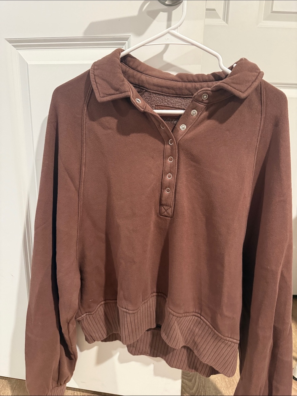 aerie Mauve Brown Snap-Front Pullover Jacket